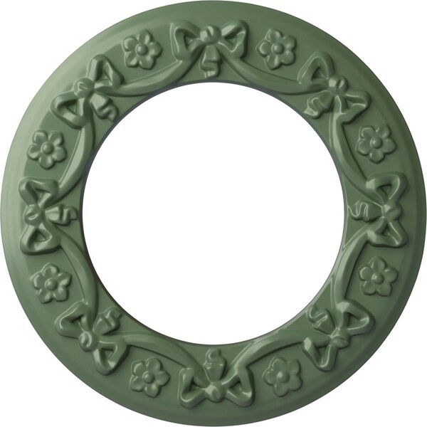 Ekena Millwork Ribbon with Bow Medallion (Canopies up to 7 1/2"), 12 1/4"OD x 7 1/2"ID x 7/8"P, Athenian Green CM12RIAGF - main